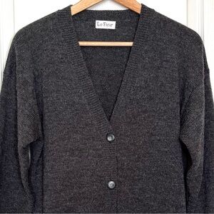 Vintage La Fleur Grey Wool Blend Knit Cardigan Grandpacore Cozy Winter Classic